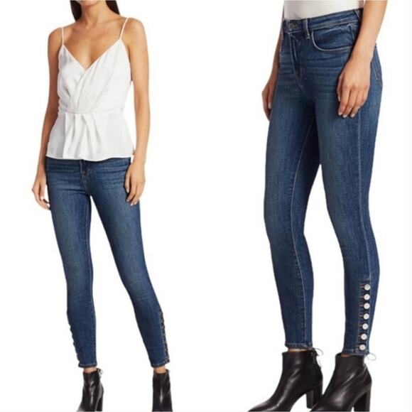NWT L'Agence Piper High Waisted Skinny Button Hem Jeans Vintage Denim 25 - Picture 11 of 11